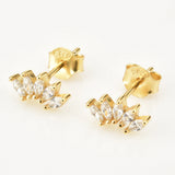 925 Silver Clear Ovals Stud Earring Punk Fine Jewelry Crystal CZ Clips Piercing