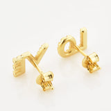 925 Silver Clear Zircon CZ LOVE Stud Earring Piercing