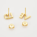 925 Silver Clear Zircon CZ LOVE Stud Earring Piercing