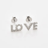 925 Silver Clear Zircon CZ LOVE Stud Earring Piercing