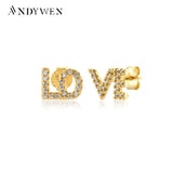 925 Silver Clear Zircon CZ LOVE Stud Earring Piercing