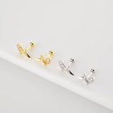 925 Silver Clear Zircon CZ Stud Earring Beads Small Women Jewelry