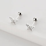 925 Silver Clear Zircon CZ Stud Earring Beads Small Women Jewelry