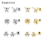 925 Silver Clear Zircon CZ Stud Earring Beads Small Women Jewelry