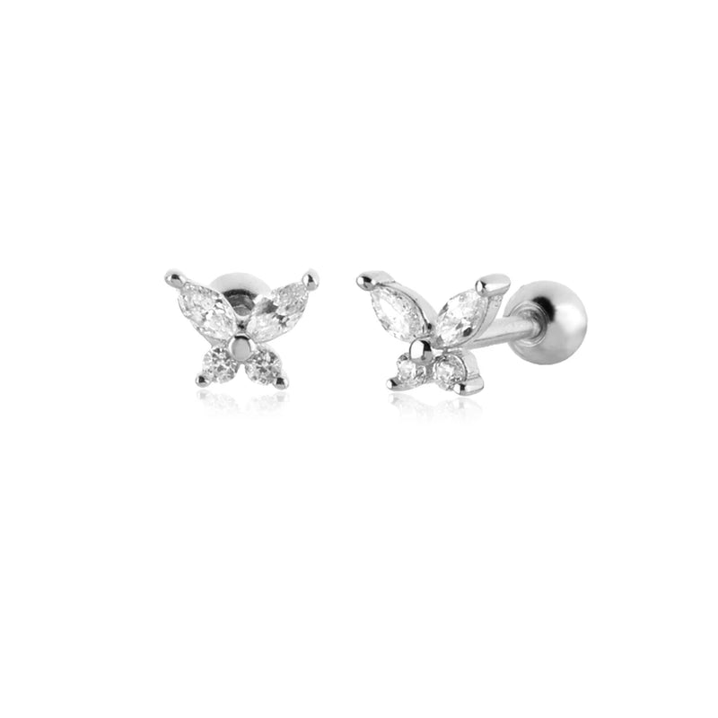 925 Silver Clear Zircon CZ Stud Earring Beads Small Women Jewelry