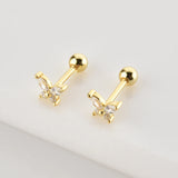 925 Silver Clear Zircon CZ Stud Earring Beads Small Women Jewelry