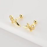 925 Silver Clear Zircon CZ Stud Earring Beads Small Women Jewelry