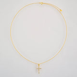 925 Silver Zircon Cross Pendant Necklace Long Chain Clip Wedding Choker