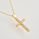 925 Silver Zircon Cross Pendant Necklace Long Chain Clip Wedding Choker