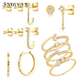 925 Silver Clear Zircon Drop Earrings Women Fine Jewelry Crystal Piercing