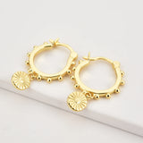 925 Silver Coins Drop Earring 10.5mm Piercing Jewelry