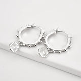 925 Silver Coins Drop Earring 10.5mm Piercing Jewelry