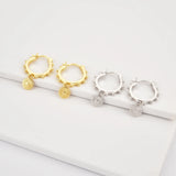 925 Silver Coins Drop Earring 10.5mm Piercing Jewelry