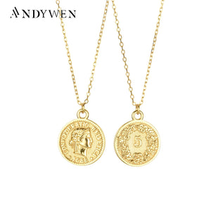925 Silver Coins Pendant Queen Long Chain Necklace Fine Jewelry
