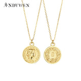 925 Silver Coins Pendant Queen Long Chain Necklace Fine Jewelry