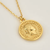 925 Silver Coins Pendant Queen Long Chain Necklace Fine Jewelry