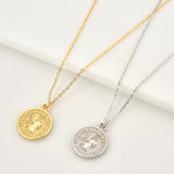 925 Silver Coins Pendant Queen Long Chain Necklace Fine Jewelry