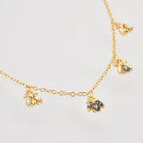 925 Silver Bees Charm Choker Necklace Crystal Jewels