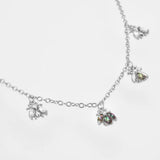 925 Silver Bees Charm Choker Necklace Crystal Jewels
