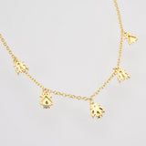 925 Silver Bees Charm Choker Necklace Crystal Jewels