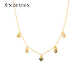925 Silver Bees Charm Choker Necklace Crystal Jewels