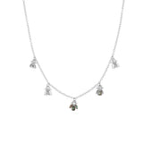925 Silver Bees Charm Choker Necklace Crystal Jewels