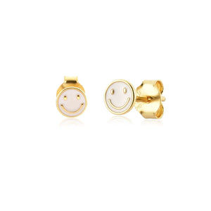 925 Silver Enamel Happy Face Tiny Stud Earring Wedding Jewelry