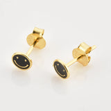 925 Silver Enamel Happy Face Tiny Stud Earring Wedding Jewelry