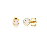 925 Silver Enamel Happy Face Tiny Stud Earring Wedding Jewelry