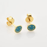 925 Silver Enamel Happy Face Tiny Stud Earring Wedding Jewelry
