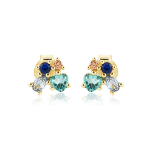 925 Silver Zircon Butterfly Stud Earrings Women Fine Jewelry