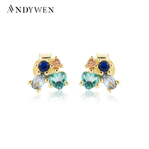 925 Silver Zircon Butterfly Stud Earrings Women Fine Jewelry