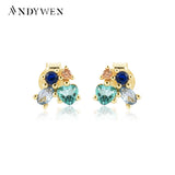 925 Silver Zircon Butterfly Stud Earrings Women Fine Jewelry
