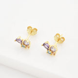 925 Silver Zircon Butterfly Stud Earrings Women Fine Jewelry
