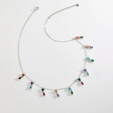 925 Silver Colorful Zircon CZ Charm Pendant Choker Women Party Wedding