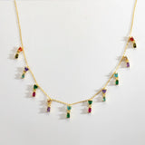 925 Silver Colorful Zircon CZ Charm Pendant Choker Women Party Wedding