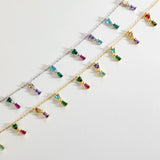 925 Silver Colorful Zircon CZ Charm Pendant Choker Women Party Wedding