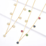 925 Silver Zircon Crystal Flower Pendant Necklace for Women