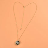 925 Silver Compass Pendant Star Snowflake Necklace Enamel Long Chain