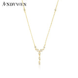ANDYWEN 925 Sterling Silver Cross Flower PARADIS NECKLACE Pendant