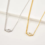 925 Silver Double Chain Zircon CZ Choker Necklace Women Wedding Jewelry