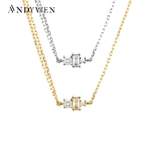925 Silver Double Chain Zircon CZ Choker Necklace Women Wedding Jewelry