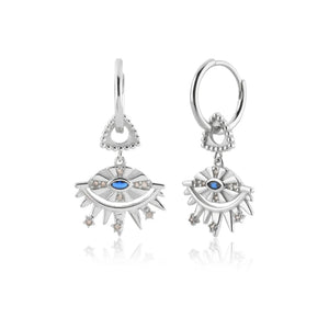925 Silver Eye Zircon CZ Drop Earrings Clips Wedding Gift