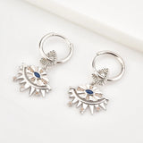 925 Silver Eye Zircon CZ Drop Earrings Clips Wedding Gift