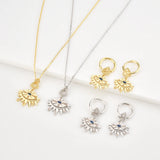 925 Silver Eye Zircon CZ Drop Earrings Clips Wedding Gift