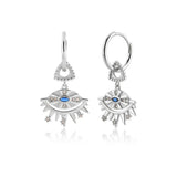 925 Silver Eye Zircon CZ Drop Earrings Clips Wedding Gift
