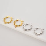 925 Silver Flower Hoops Piercing Clips Plain Women Wedding Jewelry