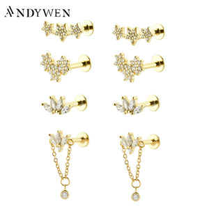 925 Silver Flower Earring Piercing Wedding Jewelry Gift