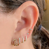 925 Silver Four Circle Hoops Zircon CZ Piercing Earring