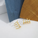 925 Silver Four Circle Stud Earring Line Pure Piercing Wedding Rock Punk